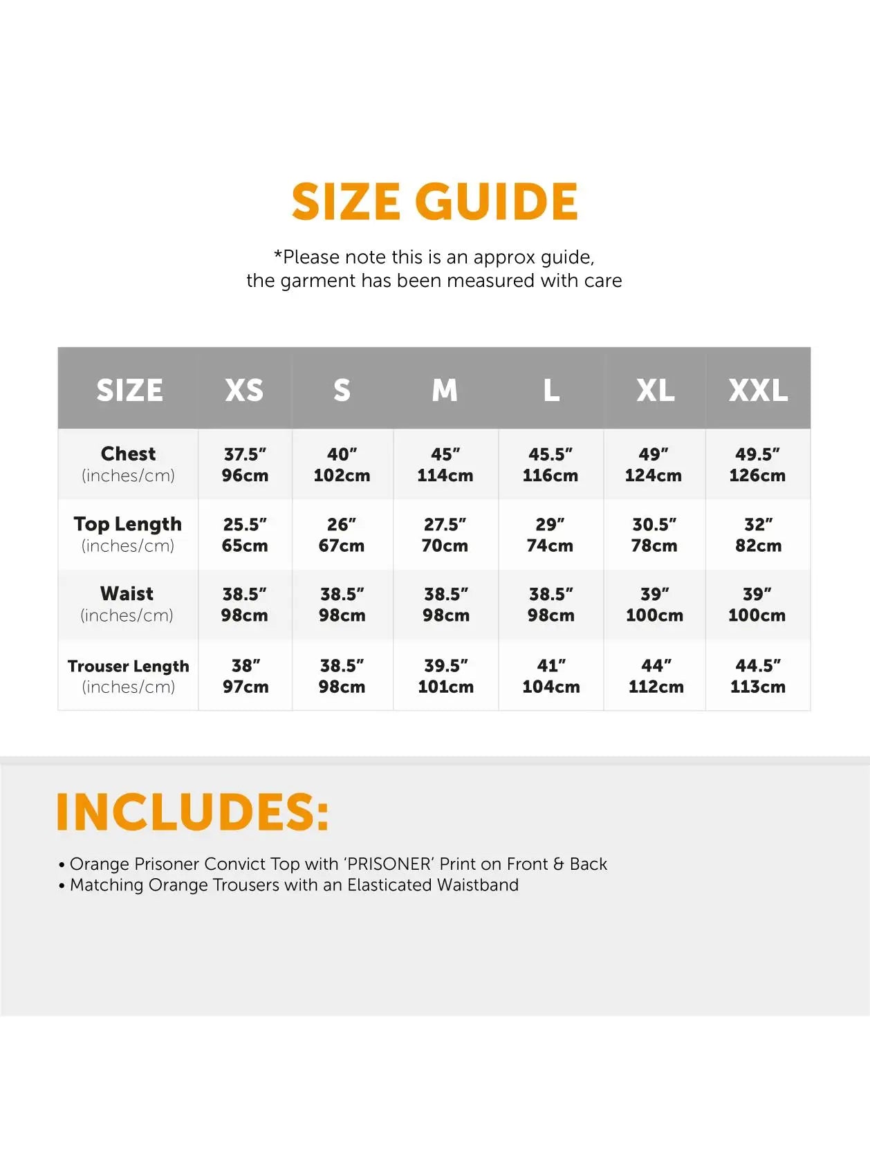 Mens Prisoners Convict Costume - Orange Prisoner Top, Matching Orange Trousers – Cops & Robbers Halloween Fancy Dress