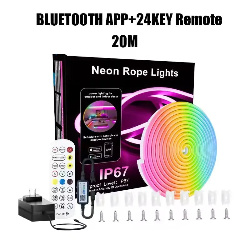 RGBIC Neon LED Strip Light – Premium 24V Bluetooth Smart Rope Light for Indoor & Outdoor Décor