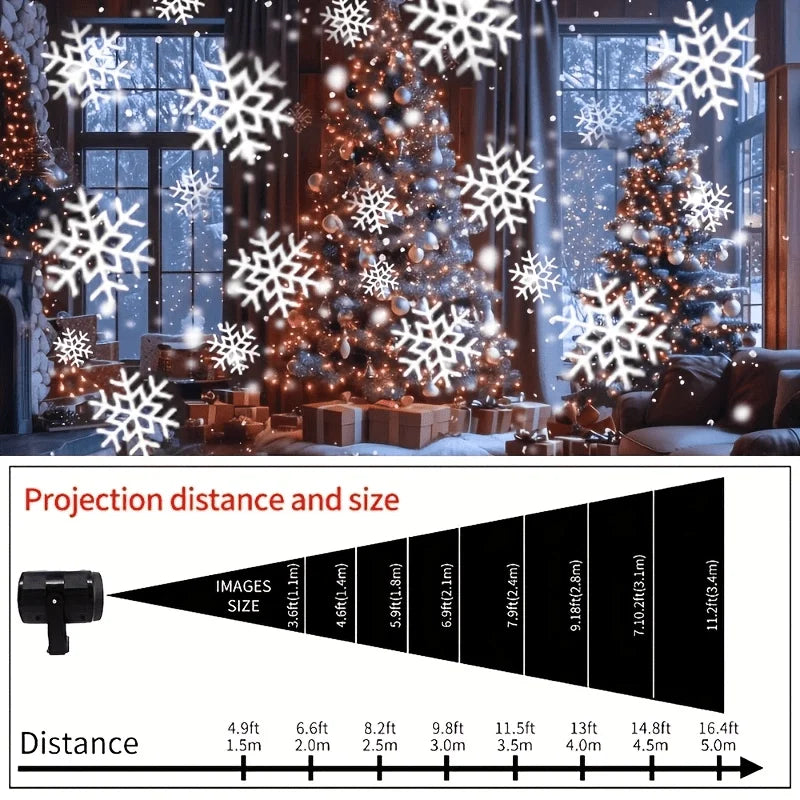 LED Snowflake Projection Light - USB Powered Rotating Projector - Christmas Halloween Winter Party Decoration