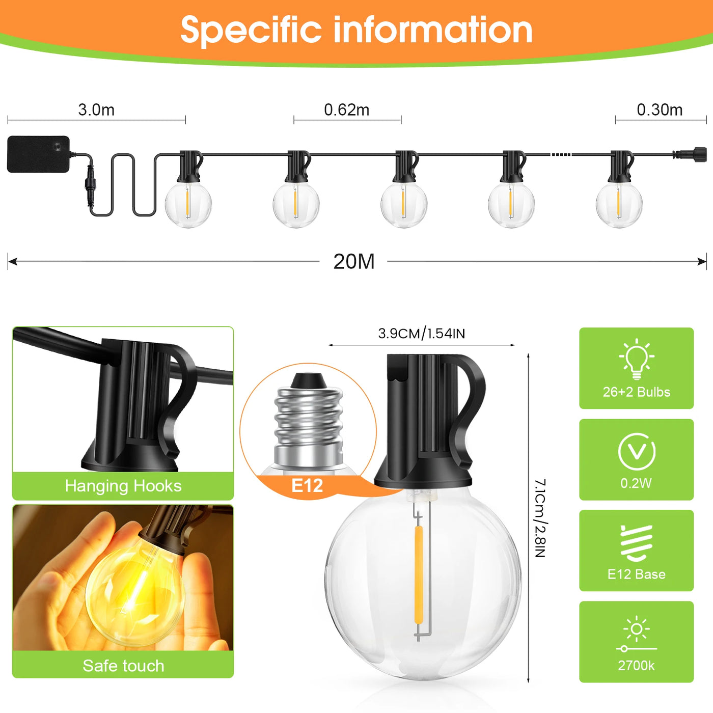 20M LED String Lights with Remote