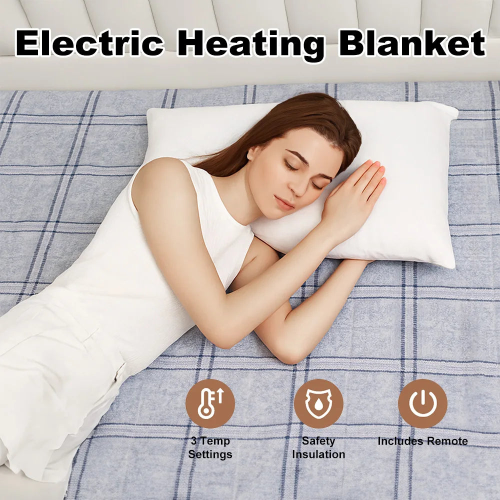 Electric Heating Blanket 3 Heating Level Heated Dual Temperature And Dual Control Intelligent Timed 120x150CM