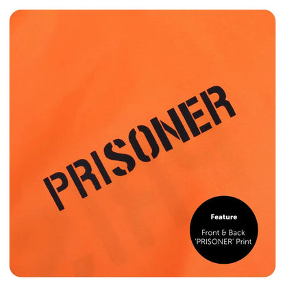 Mens Prisoners Convict Costume - Orange Prisoner Top, Matching Orange Trousers – Cops & Robbers Halloween Fancy Dress