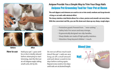 Professional Pet Nail Clipper with Safety Guard  Stainless Steel Scissors Cat Dog for Claw Care Grooming Supplies Size Fits