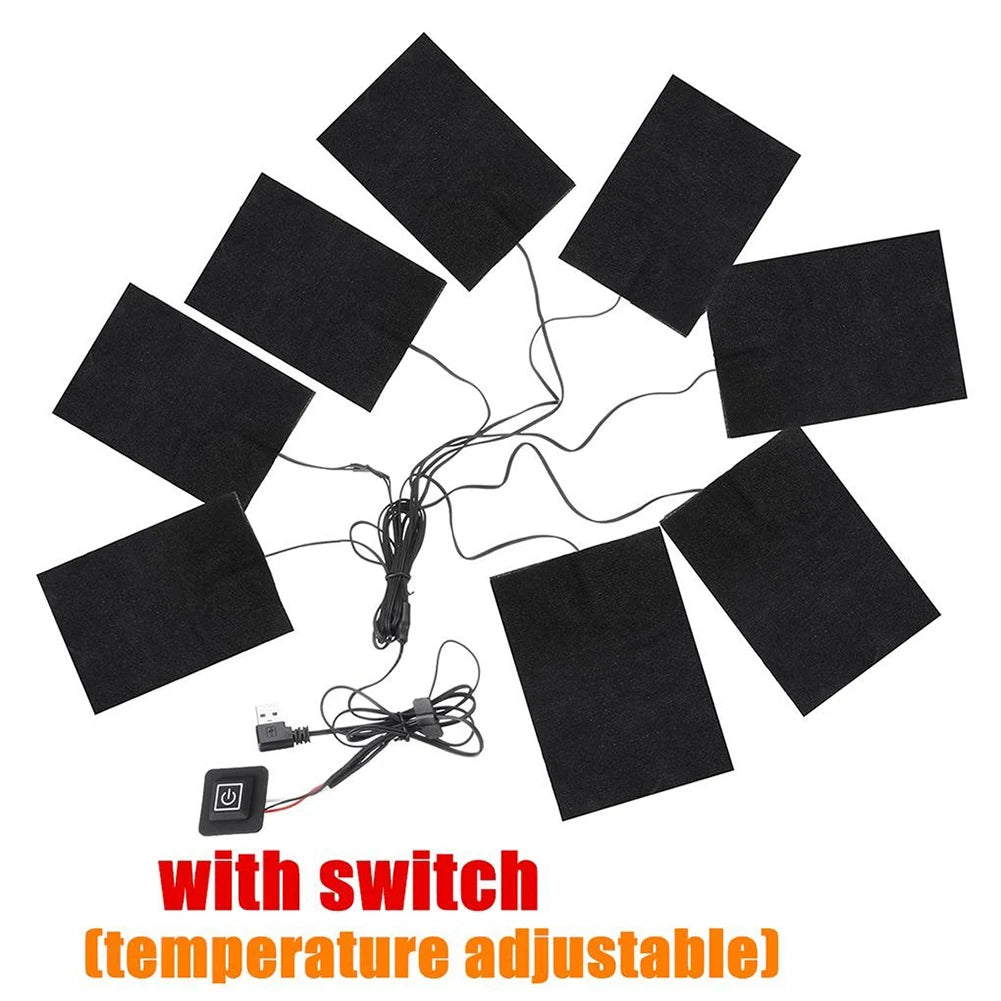 1-8pcs 3 Levels Electric Cloth Heater USB Heating Pads Outdoor Thermal Winter Heating Vest Pads Vest Heater for DIY Heated Cloth