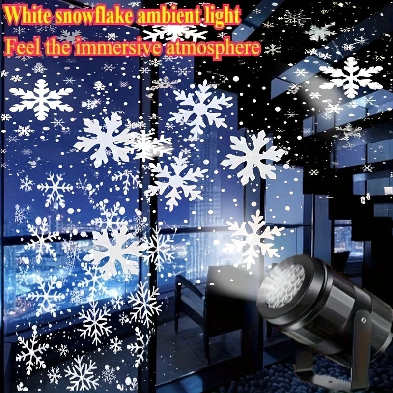 LED Snowflake Projection Light - USB Powered Rotating Projector - Christmas Halloween Winter Party Decoration