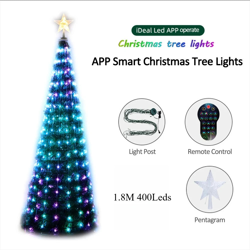 Christmas Tree Star Lights Smart RGB Christmas Light with Remote Timer Music Sync Bluetooth App Controlled Holiday Lighting