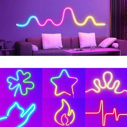 TUYA Smart Neon LED Strip - 5V 72LEDs/M - RGBIC Dreamcolor Music Sync - Silicone Rope Light for Room Decor