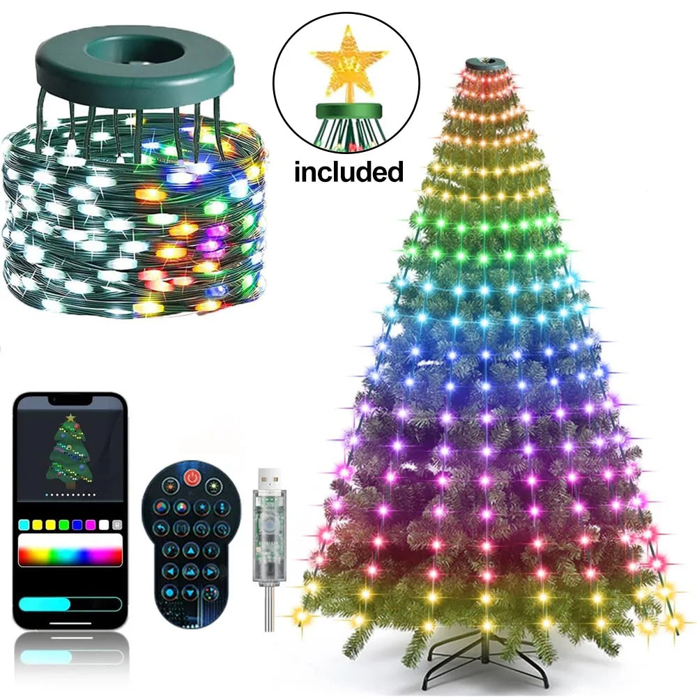 RGBIC Smart Christmas String Lights 6.9ft 400 LED Star-Shaped Tree Lights – Indoor/Outdoor Holiday Decor