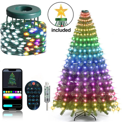 RGBIC Smart Christmas String Lights 6.9ft 400 LED Star-Shaped Tree Lights – Indoor/Outdoor Holiday Decor