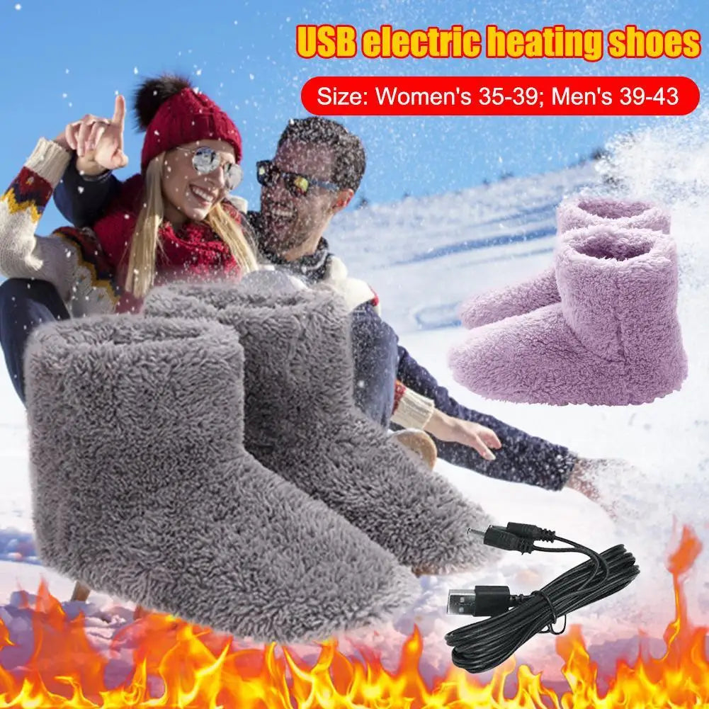 Women Men Electric Heating Shoes USB Heated Shoes Couples Home Shoes for Cold Weather