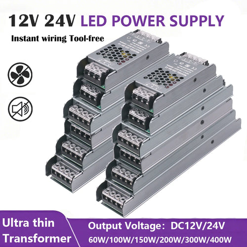 12V 24V 60W 100W 150W 200W 300W 400W Transformer Power Supply 110V 220V 230V AC to 12 24 Volt DC LED Strip Light Bulb LED Driver