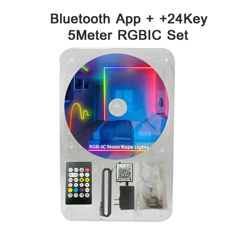 DC 24V RGBIC Neon LED Strip - 72LEDs/M Bluetooth Waterproof IP65 - Outdoor Rope Light with App Control