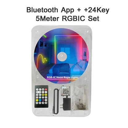 DC 24V RGBIC Neon LED Strip - 72LEDs/M Bluetooth Waterproof IP65 - Outdoor Rope Light with App Control