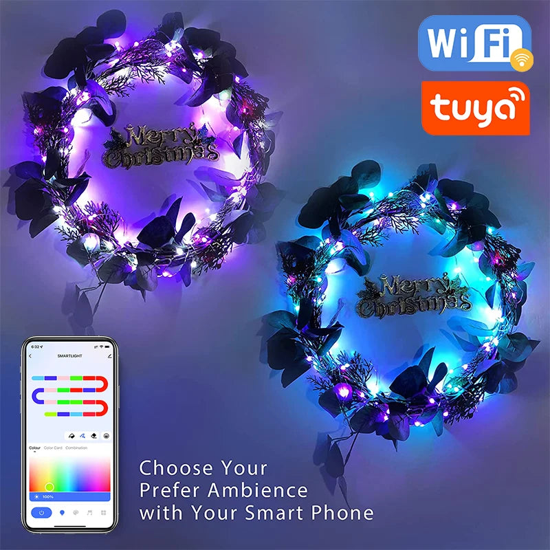 TUYA WiFi Smart USB LED String Lights - WS2812B RGBIC Addressable Christmas Fairy Lights (1-10M, App & Voice Control)