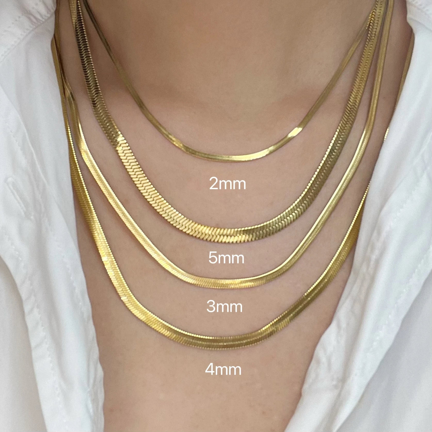 Minimalist Unisex Snake Chain Necklace Choker Stainless Steel Herringbone Gold Color Fashion Jewelry Gift For Her Women and Men - Connor & Co