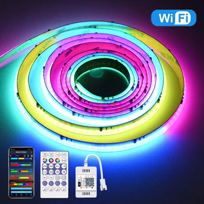 WiFi COB RGBIC LED Strip - 12V WS2811 Addressable - Smart Home Compatible - Alexa & Google Assistant