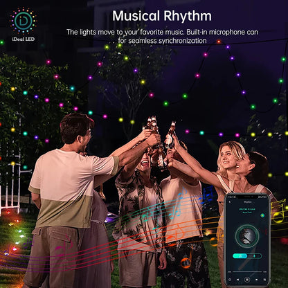 10M RGBIC LED String Lights - Bluetooth USB Music Sync - 5V Dreamcolor Fairy Lights - Christmas Party Home Decor