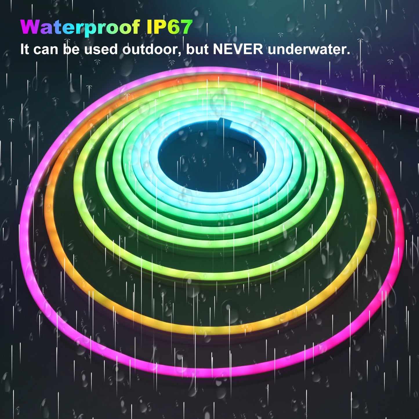 Premium RGBIC Neon LED Strip Light - WS2811 Waterproof Flexible Rope Light 84 LEDs/M (12V/24V, 2-20M)