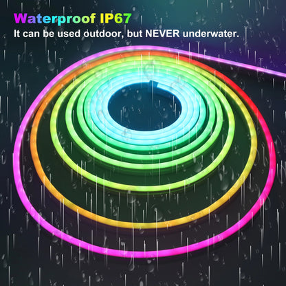 Premium RGBIC Neon LED Strip Light - WS2811 Waterproof Flexible Rope Light 84 LEDs/M (12V/24V, 2-20M)