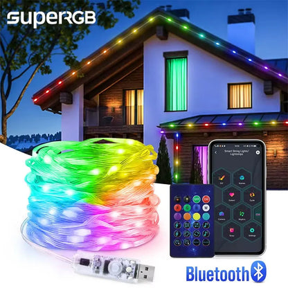 10M RGBIC LED String Lights - Bluetooth USB Music Sync - 5V Dreamcolor Fairy Lights - Christmas Party Home Decor