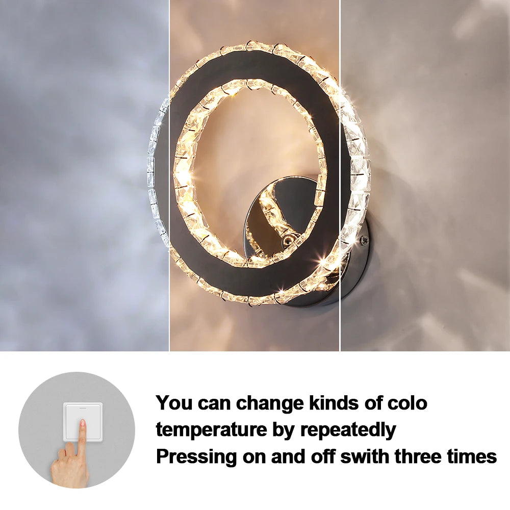 Modern Led Wall Lamp Bedside Corridor Aisle Crystal Creative Wall Sconce Minimalist Living Room Wall Lighting Home Decor Fixture
