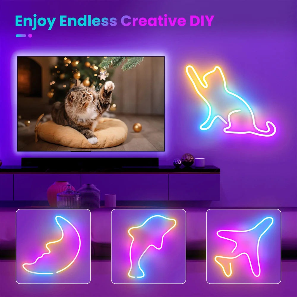 5V USB RGBIC Dreamcolor LED Strip Light - Flexible Neon Rope - Bluetooth Music Sync - Smart App Control
