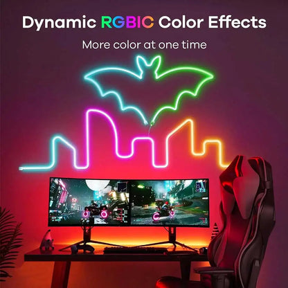 TUYA Smart Neon LED Strip - 5V 72LEDs/M - RGBIC Dreamcolor Music Sync - Silicone Rope Light for Room Decor