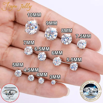 Real 0.1-3CT Test Passed Moissanite Diamond Stud Earrings for Women S925 Silver Platinum Plated Bride Wedding GRA Fine Jewelry - Connor & Co