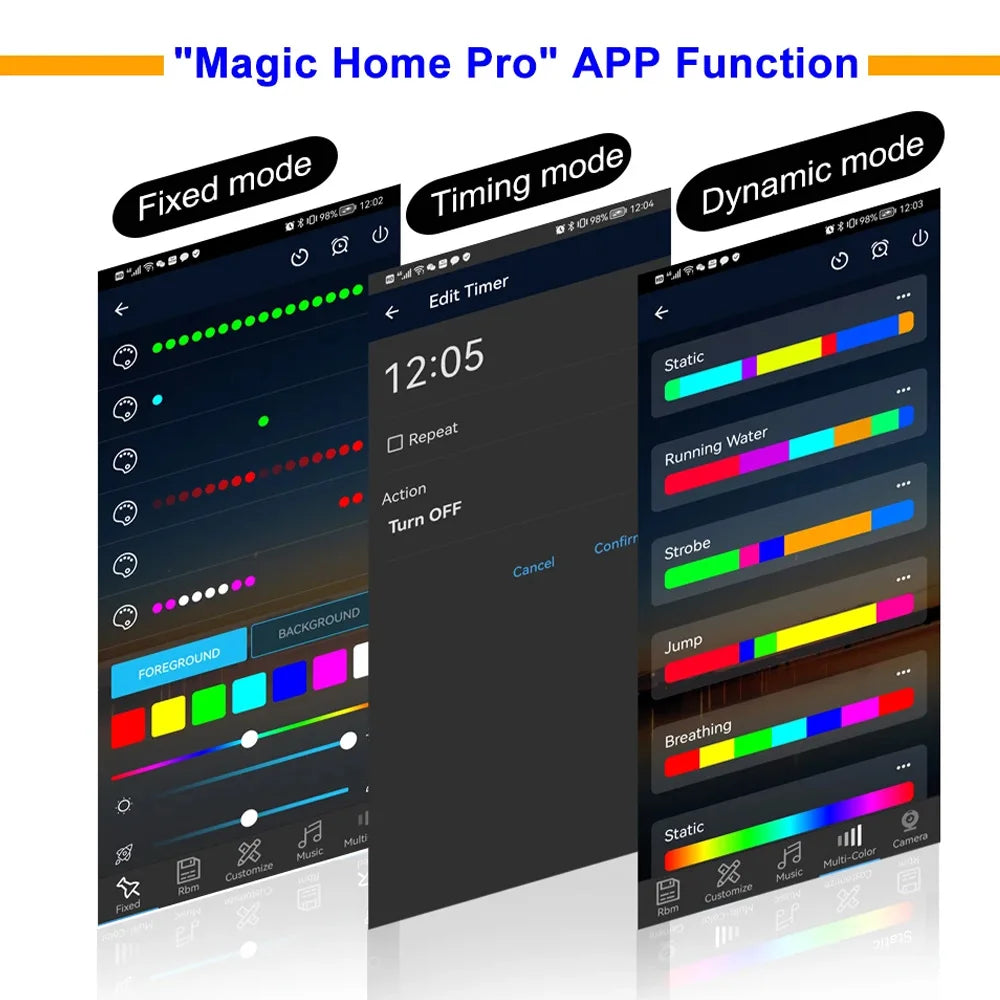 WiFi COB RGBIC LED Strip - 12V WS2811 Addressable - Smart Home Compatible - Alexa & Google Assistant