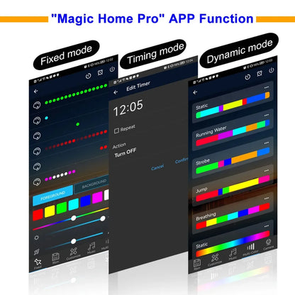 WiFi COB RGBIC LED Strip - 12V WS2811 Addressable - Smart Home Compatible - Alexa & Google Assistant