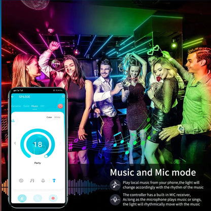 SP630E Bluetooth LED Controller - DC5V-24V WS2811 SPI RGB RGBW PWM Controller with 2.4G 4-Zone Touch Remote