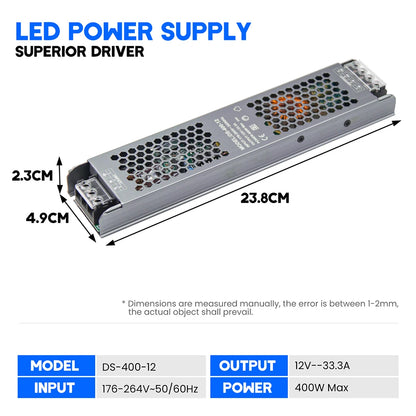 12V 24V 60W 100W 150W 200W 300W 400W Transformer Power Supply 110V 220V 230V AC to 12 24 Volt DC LED Strip Light Bulb LED Driver