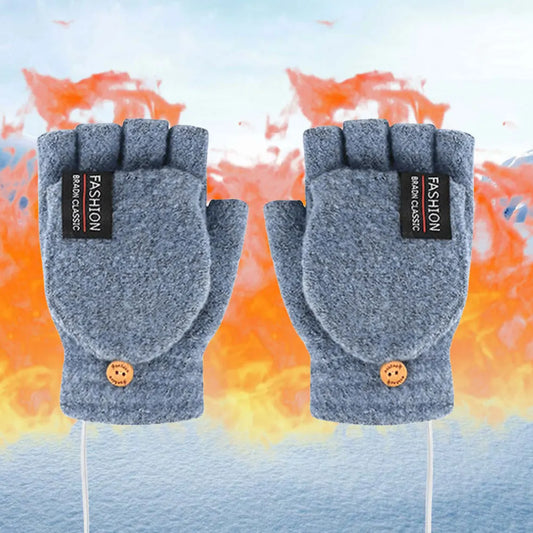 USB Electric Heated Gloves Adjustable Temperature Rechargable Mittens Washable Fingerless Hands Warmer Touchscreen Winter Warmer