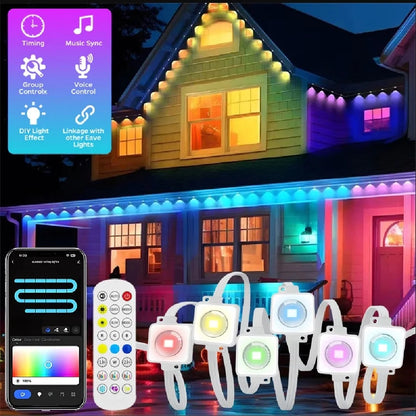 RGBIC Smart Eaves Light - 15M-60M IP67 Waterproof - App/Remote Control Outdoor String Lights for House Roof Garden