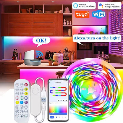 TUYA Smart WiFi RGBIC LED Strip - WS2811 Addressable - USB App Control for Alexa & Google Home