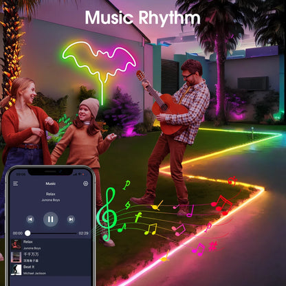 USB 5V WS2812 RGBIC Neon LED Strip - Bluetooth App Control - Dreamcolor Music Sync for Party Lighting