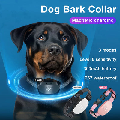 2025New Dog Bark Collar Anti Barking IP67 8 Levels 4 Modes Beep Vibration Eelectric Shock Dog Training Collar for All Sizes Dogs