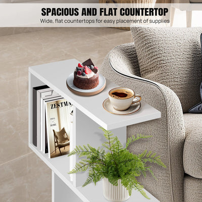 2-Tier S-Shaped Storage Side Table - Modern Organizer Table with Stylish Design for Living Room & Bedroom