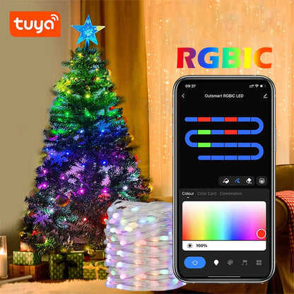 TUYA WiFi Smart USB LED String Lights - WS2812B RGBIC Addressable Christmas Fairy Lights (1-10M, App & Voice Control)