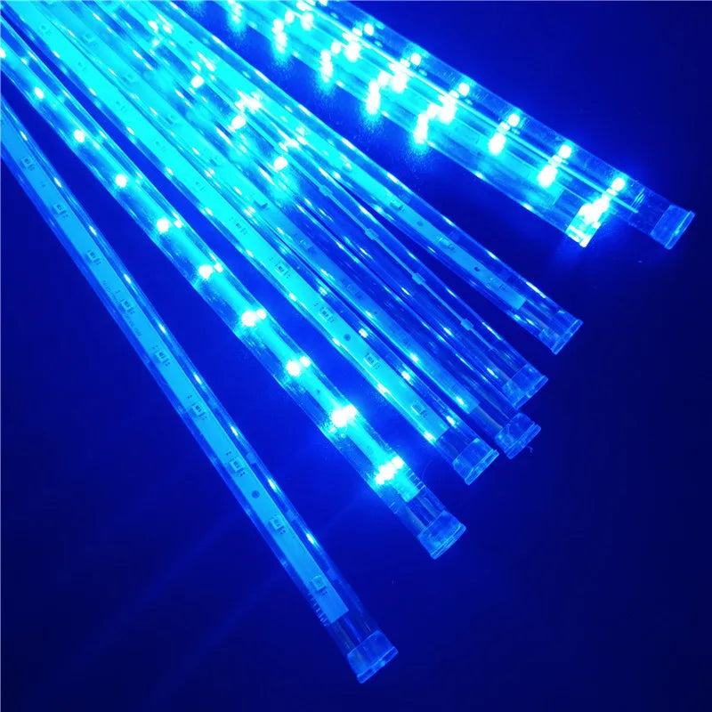 Meteor Shower LED String Lights - 8 Tube Cascading Rain Effect - Outdoor Waterproof Christmas Garden Wedding Decoration