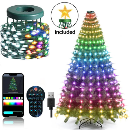 RGBIC Smart Christmas String Lights 6.9ft 400 LED Star-Shaped Tree Lights – Indoor/Outdoor Holiday Decor