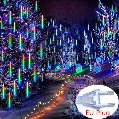 LED Meteor Shower Rain Lights - 50cm 8 Tube - EU Plug Outdoor Waterproof for Garden Wedding Christmas