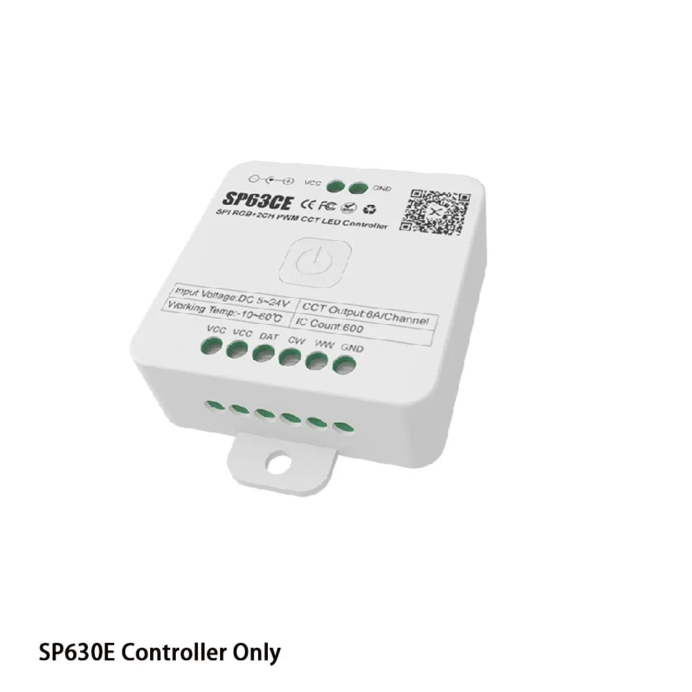 SP630E Bluetooth LED Controller - DC5V-24V WS2811 SPI RGB RGBW PWM Controller with 2.4G 4-Zone Touch Remote