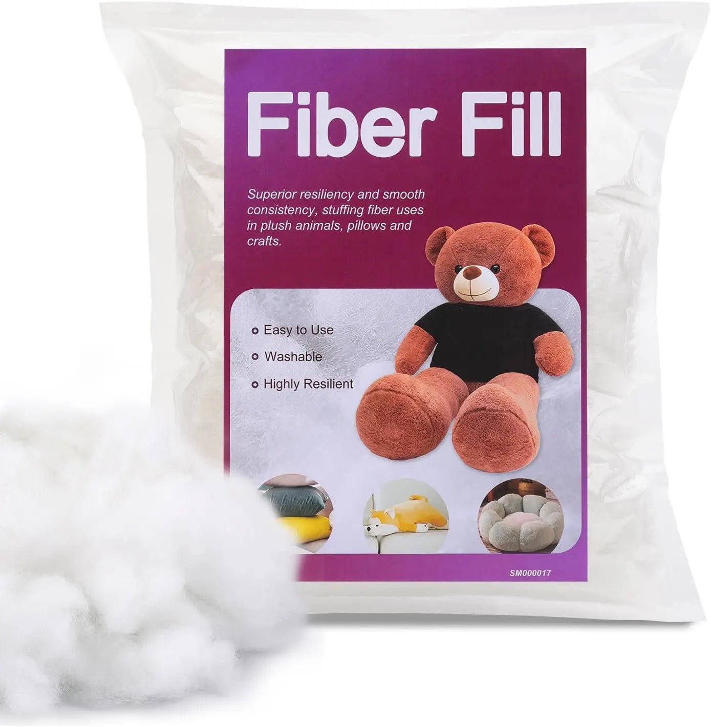 Polyfill Stuffing Fiber Fill White High Resilience Premium Fiberfill Crochet Stuffing for Craft Stuffed Animals Cotton Batting