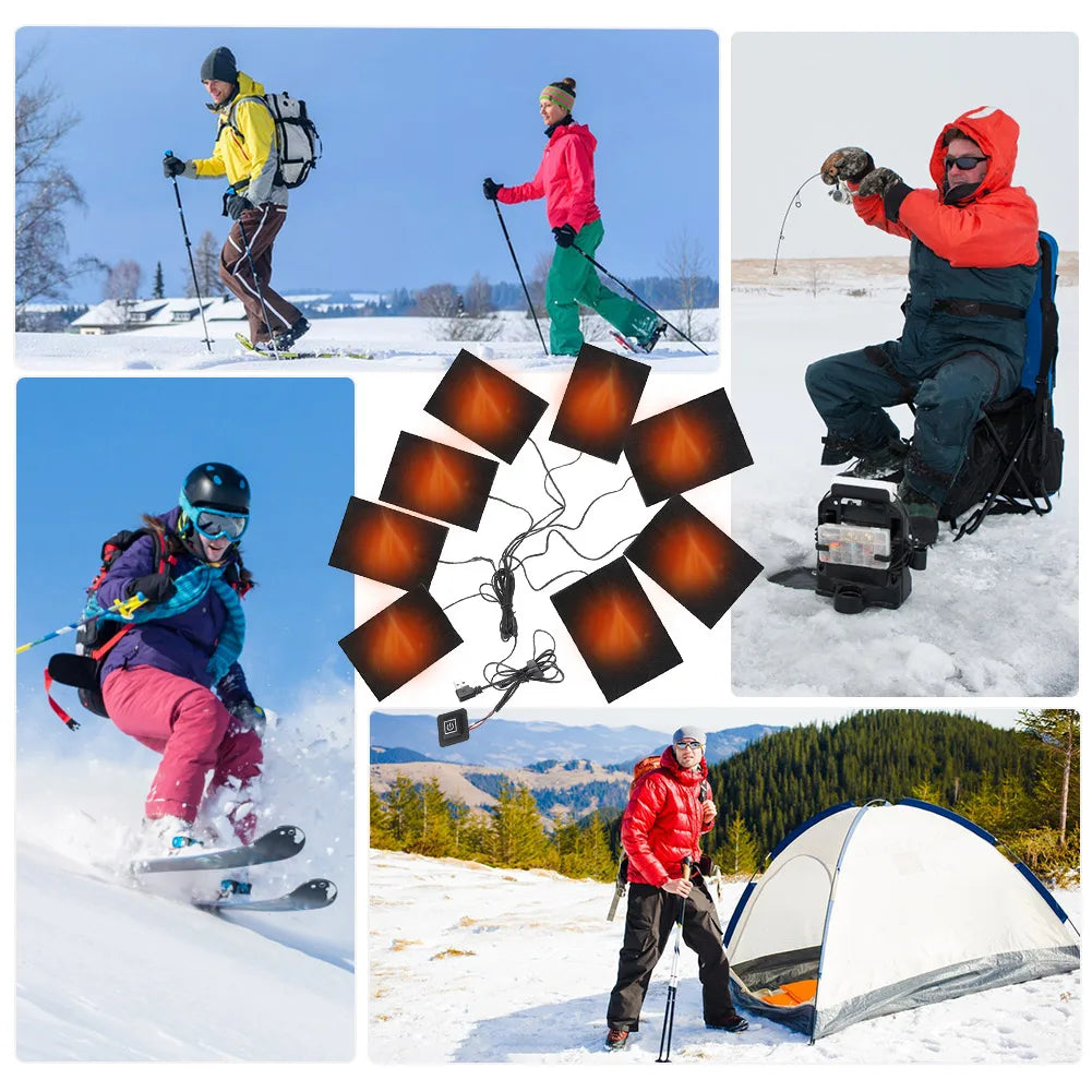 1-8pcs 3 Levels Electric Cloth Heater USB Heating Pads Outdoor Thermal Winter Heating Vest Pads Vest Heater for DIY Heated Cloth