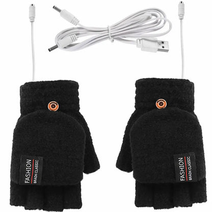 USB Electric Heated Gloves Adjustable Temperature Rechargable Mittens Washable Fingerless Hands Warmer Touchscreen Winter Warmer