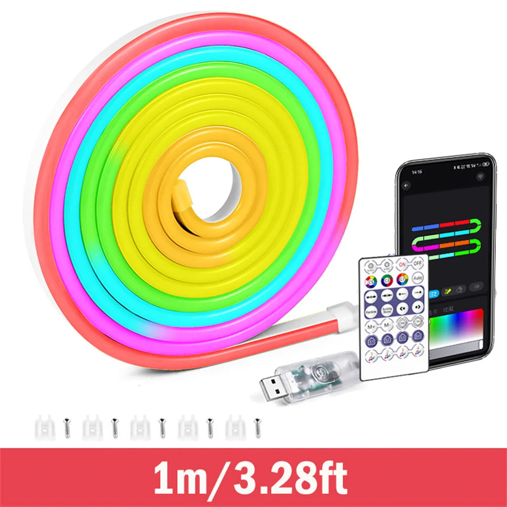 5V USB RGBIC Dreamcolor LED Strip Light - Flexible Neon Rope - Bluetooth Music Sync - Smart App Control