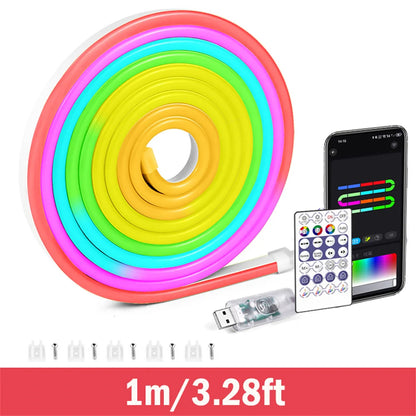 5V USB RGBIC Dreamcolor LED Strip Light - Flexible Neon Rope - Bluetooth Music Sync - Smart App Control