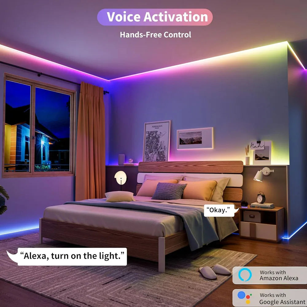 WiFi COB RGBIC LED Strip - 12V WS2811 Addressable - Smart Home Compatible - Alexa & Google Assistant