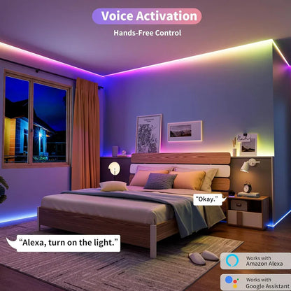 WiFi COB RGBIC LED Strip - 12V WS2811 Addressable - Smart Home Compatible - Alexa & Google Assistant